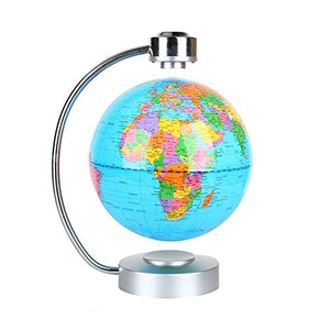 Globes World, 8" Magnetic Floating Globe with LED Light - Anti-Gravity Levitation Rotating Planet Earth Globe Stylish Home Office Desktop Display Decoration (Blue)