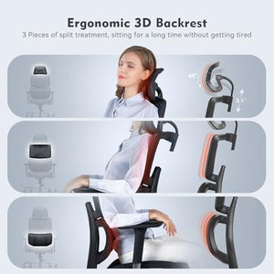 TONFARY Ergonomic Mesh Office Chair with Lumbar Support, Adjustable Headrest, 4D Armrests