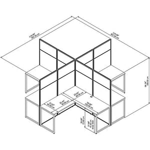 Bush Business Furniture Easy Office 4 Person L Shaped Cubicle Desk Workstation Panels
