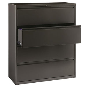 Hirsh HL8000 Series 42" 4 Drawer Lateral File Cabinet in Charcoal