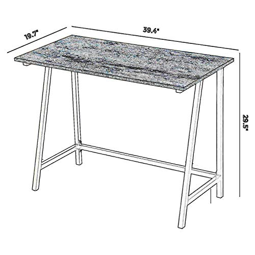 Benjara Wooden Top Writing Table with Metal Tubular Legs, Brown and Black