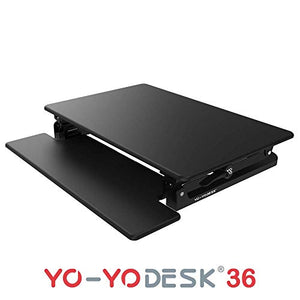 Yo-Yo DESK 36 Height-Adjustable Standing Desk. Superior sit-Stand Solution Suitable for All workstations and Standing Desk workplaces. (Black, 36")