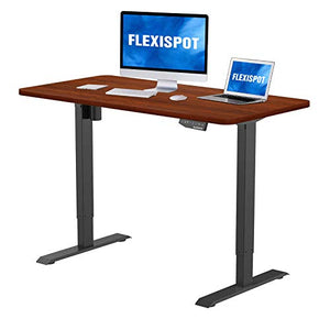 Flexispot Electric Standing Desk Small Adjustable Height 42 x 24 Inches Whole-Piece Desk Memory Controller (Black Frame + 42 in Mahogany Top)