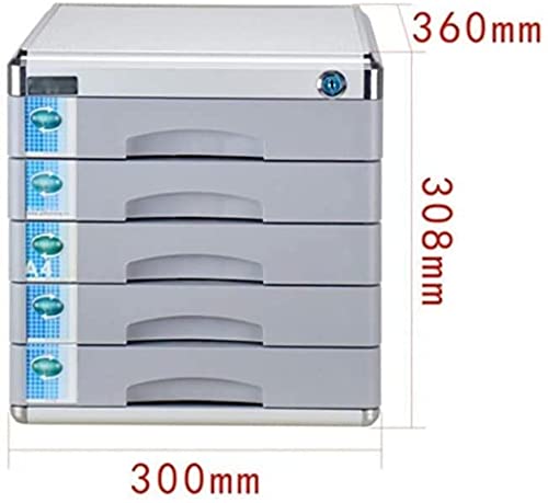 File Storage Cabinet High-Hardness Aluminum Alloy Lockable Drawer Organizer (30X36X30.8CM) - Grey