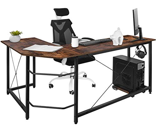 Dawoo L Shaped Desk, Gaming Computer Corner Desk Pc Studio Table Workstation for Home Office,150cm(L)60cm(W)75cm(H)(Rustic Brown)