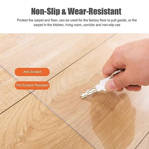 ENWINDXS Clear Plastic Vinyl Rug Protector Chair Mat for Hardwood Floor, Non-Slip Scratch Resistant Indoor Mat