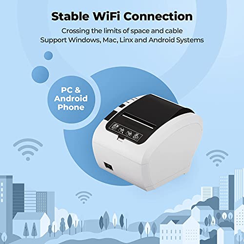 MUNBYN WiFi Receipt Printer with Black Cash Drawer, 16" Heavy Duty Cash Register for POS System, Fit POS Receipt Printer Support WiFi Connection