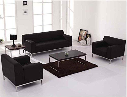 Flash Furniture HERCULES Definity Series Contemporary Black Leather Chair with Stainless Steel Frame