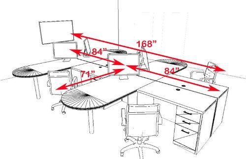 UTM Modern Executive Office Workstation Desk Set, CH-AMB-S24 for Four Persons