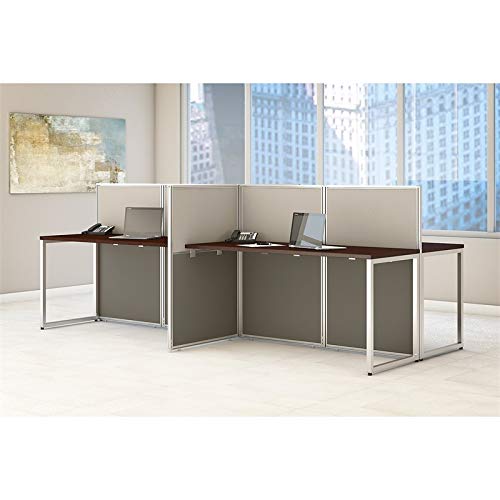 Bush Business Furniture Easy Office 60W 4 Person Straight Desk Open Office in Mocha Cherry