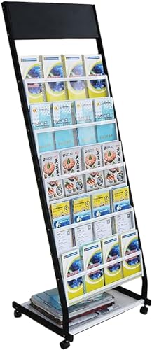 WEBERT Floor Standing Magazine Rack 6-Layer Brochure Display Stand with Wheels