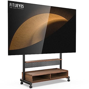 FITUEYES Rolling Floor TV Stand Mount for 70-100 Inch TVs - Heavy Duty Mobile Corner Stand with Wooden Storage