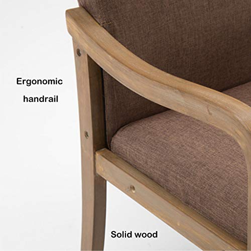 RILOOP Wooden Dining Chairs with Arm, Fabric Upholstered, Green