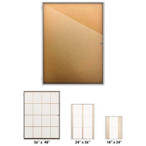 Thornton's Office Supplies Indoor Aluminum Frame Wall Mount Enclosed Cork Bulletin Board with Locking Door (48 x 36) Lockable Noticeboard Display Case