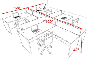 UTM Furniture Modern Acoustic Divider Office Workstation Desk Set - Four Person, OF-CPN-SPRB45