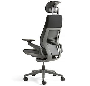 Steelcase Gesture Office Desk Chair with Headrest Cogent Connect Graphite Fabric Standard Black Frame Hard Floor Caster Wheels Hard Floor Caster Wheels