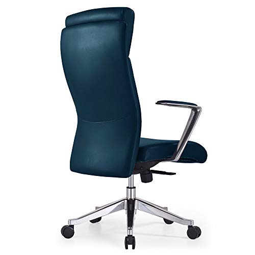 Adjustable Ergonomic Draper Leather Executive Chair with Aluminum Frame Dark Teal