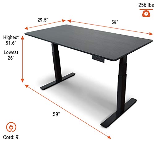 Stand Steady 60" Electric Tranzendesk Standing Desk | Height Adjustable Sit to Stand Up Desk | Perfect for Offices and Schools! (Black / 59" x 29.5")