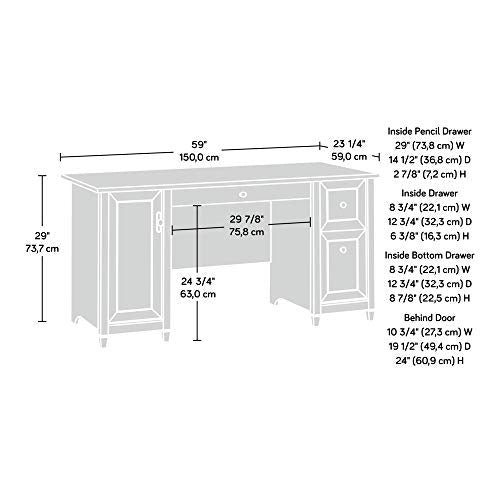 Sauder 408558 Edge Water Computer Desk, Estate Black L: 59.06" x W: 23.23" x H: 29.02",