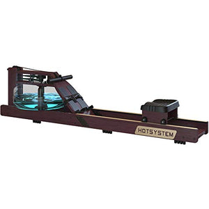 Hotsystem Water Rowing Machine for Home Use, Water Adjustable Resistance Wood Rower with LED Moniter for Whole Body Exercise Indoor Cardio Training