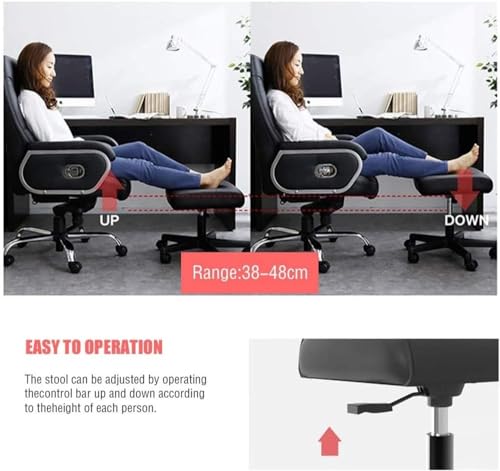 ZIRRFA Under Desk Footrest with Wheels - Gaming Chair Foot Stool, Height Adjustable 360° Rolling Leg Rest
