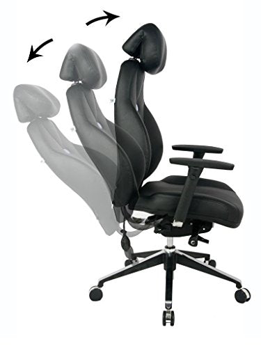 VIVA OFFICE Hottest High Back Ergonomic Multi-function Luxury Leather Office Chair with Top Leather Seat and Back, Adjustable Italy DONATI Armrests and Italy Synchronous Mechanism, and Aluminum Base