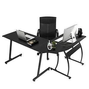 L-Shaped Desk Corner Table Computer Desk Laptop Study Writing Table Workstation for Home Office (Black)