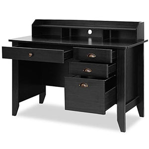 Black Computer Desk for Home and Office Table Furniture Laptop Desk PC Monitor Writing Reading Workstation Stand Storage Drawer Shelves Display Organize