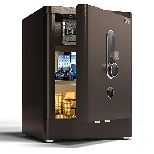 HOLOJOY Biometric Fingerprint Home Safe Box for Money Office Personal Safe with Emergency Key Lock Electronic Keypad Touch Screen Security Money Documents Valuables Safe Box (4 Cubic Feet)