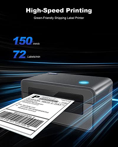 POLONO Label Printer - 150mm/s 4x6 Gray Thermal Label Printer, POLONO 4"×6" Direct Thermal Shipping Label, 220 Labels/Roll, Compatible with Amazon, Ebay, Etsy, Shopify and FedEx