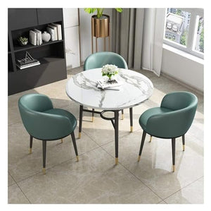 DioOnes Table Set - Modern Marble Round Table & Chair Set for Office, Living Room, Kitchen, and Beauty Salon