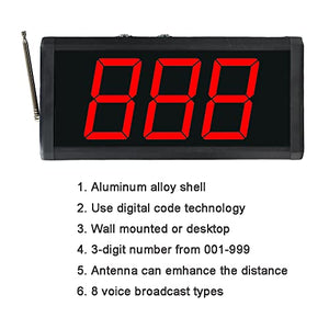 KOQICALL Wireless Queue Calling System with 3 Digits Display