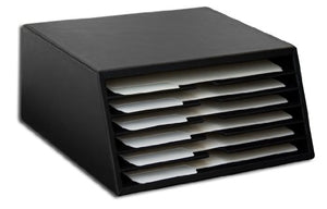 Dacasso Black Leather 6-Tray File Sorter
