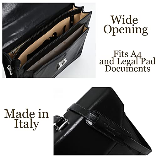 Mens Leather Briefcase Full Grain Leather Laptop Bag up to 17’’ Brown Attache Case - Time Resistance