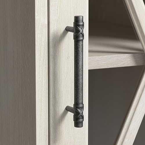 Bush Furniture Lennox Farmhouse 2 Drawer Lateral File Cabinet with Shelves | Linen White Oak