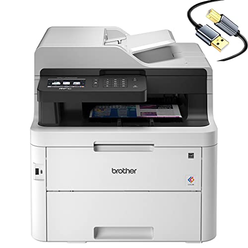 Brother MFC-L3750CDWB All-in-One Digital LED Color Wireless Laser Printer for Home Office - Print Copy Scan Fax - Auto 2-Sided Printing, 24 ppm, 600 x 2400 dpi, 50-Sheet ADF - Tillsiy Printer Cable