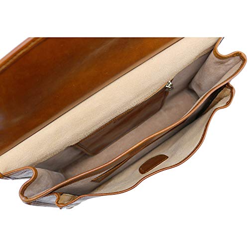 Floto Firenze Dowell Italian Leather Briefcase Messenger Bag Men's Business Bag (Olive Honey Brown)