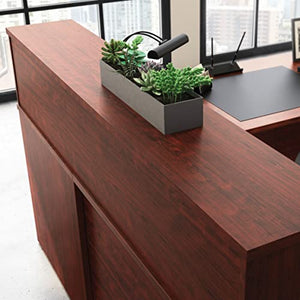 Sauder OfficeWorks Affirm Reception Station, Classic Cherry, 70.87" x 70.87" x 13.58