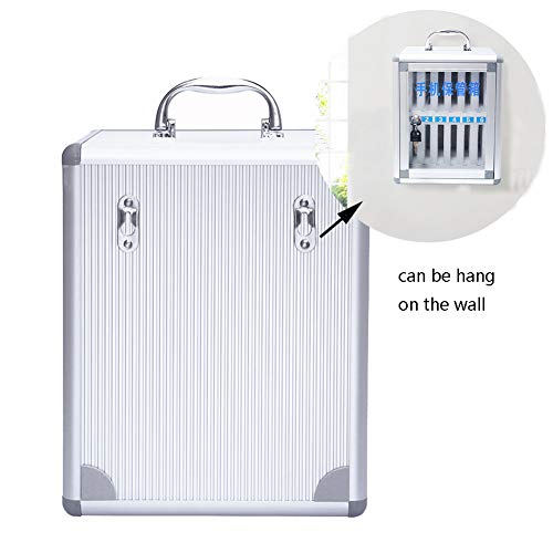 Loghot Aluminum Alloy Pocket Chart Cell Phones Storage Cabinet for Cell Phones,Wall-Mounted with a Locked,Can be Carried by Hand(60 Slots)