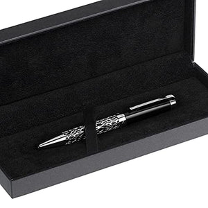 Antilles Ballpoint Pen, Black with Silver Filigree - Luxurious Journaling Pens with Clip for Writing, Note Taking - High-End, No Bleed Pens - Premium Writing Supplies and Luxury Pens