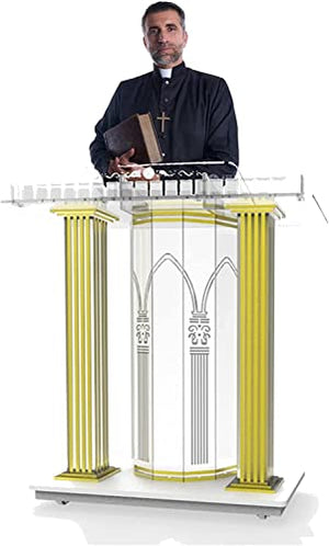 JOuan Acrylic Church Lectern Podium Stand with Wheels