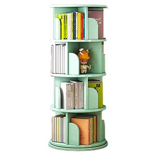 Rotating Bookshelf, 4 Tier Simple Floor Small Bookshelf Children's Picture Book (Green, 50 * 126cm)