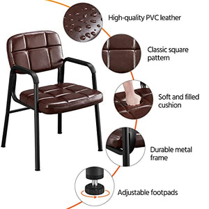 Yaheetech 6PCS Office Guest Reception Chairs Leather Waiting Room Executive Chair Brown