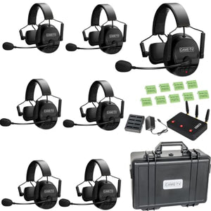 Came-TV Wireless Intercom Headsets System - Full Duplex Noise Cancellation - 1500ft Range - Single-Ear Headset - 7 People Team Communication