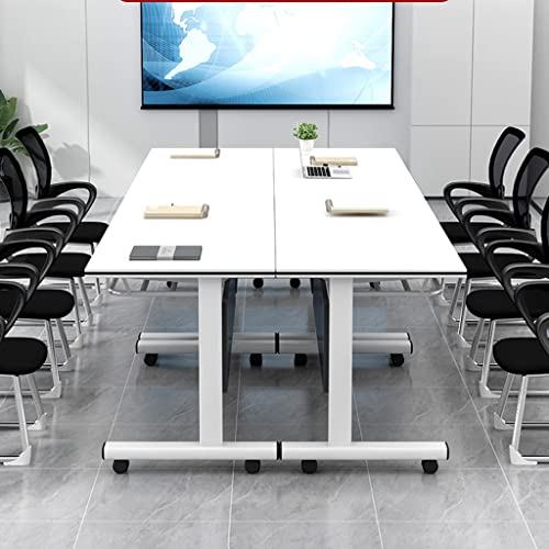 NaLoRa Foldable Computer Table with Modesty Panel, Storage Layer, and Lockable Wheels - White, 120*60*75cm