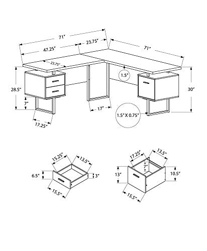 Monarch Specialties Computer 70"L Desk Left or Right Facing - Capuccino
