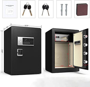 Security Safe Fireproof Waterproof Safe with Digital Keypad and Sensor Light, 2.3 Cubic Feet Large Sized Steel Security Keypad Lock Jewelry Passport Cash Money Gun Cabinet for Home Office Hotel