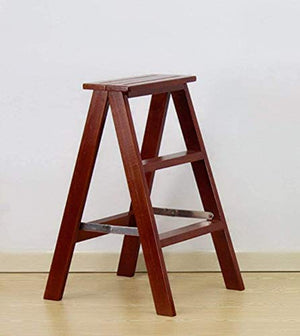 LUCEAE 3-Step Solid Wood Folding Step Stool with Wide Tread Surface