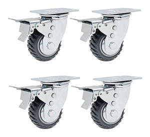 ROLTIN Heavy Duty Plate Casters with Silent PU Wheels - 800kg-1300kg Capacity
