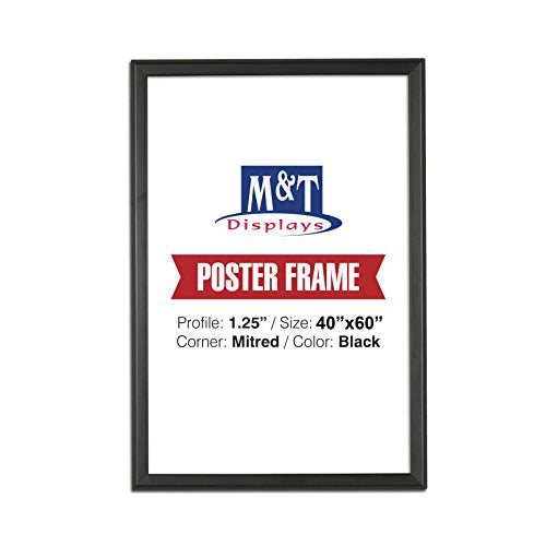 M&T Displays Snap Frame, 40X60 Poster Size, 1.25" Black Color Profile, Mitered Corner, Front Loading